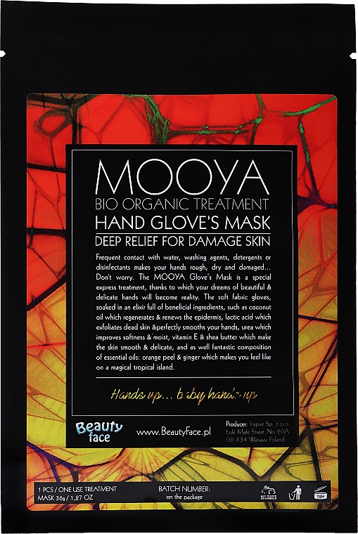 Тканевая маска + сыворотка для ухода за руками - Beauty Face Mooya Bio Organic Treatment Mask — фото N1