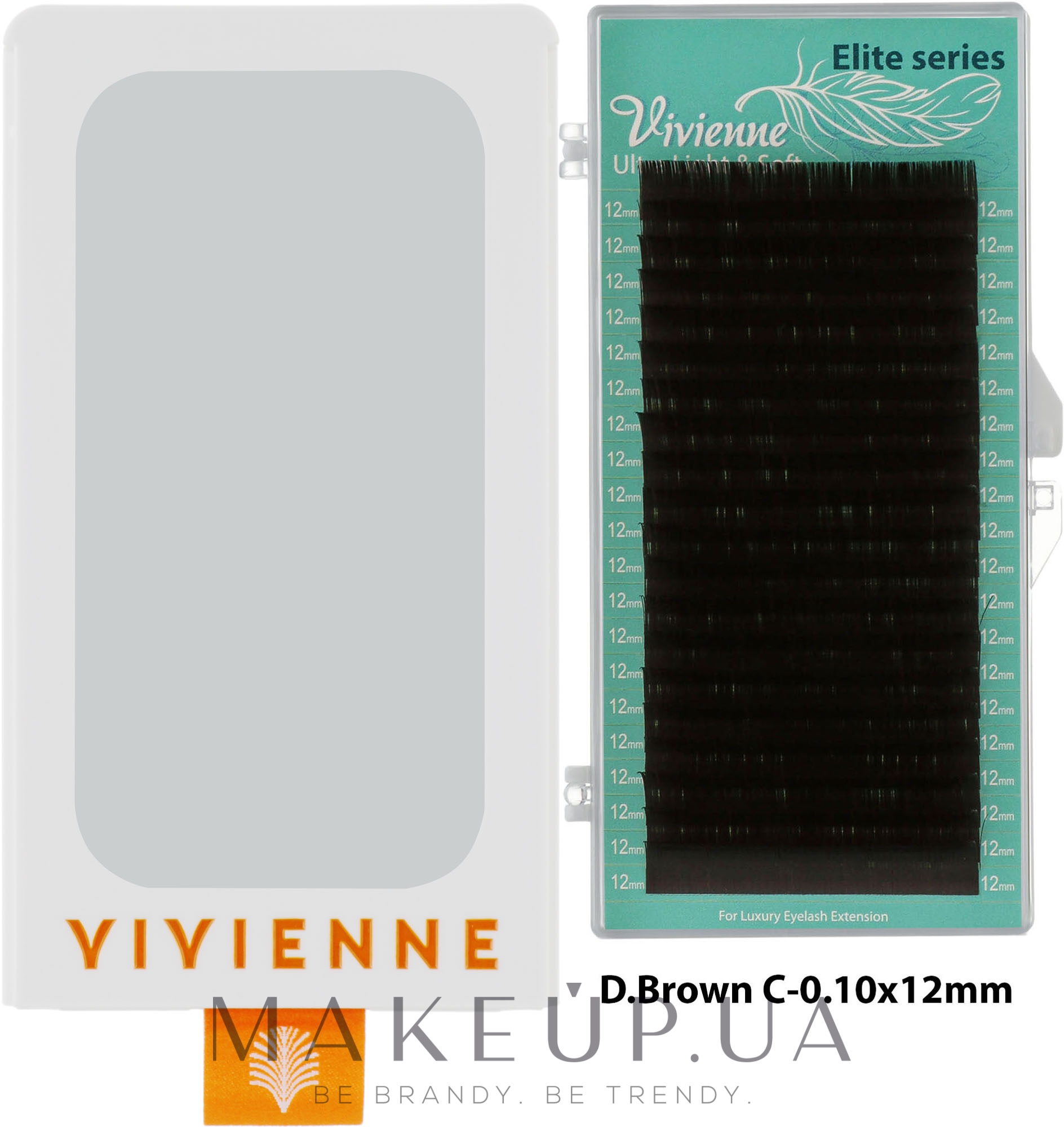 Вії "Elite", темно-коричневі, 20 ліній (органайзер) (один розмір, 0,1, C, 12) - Vivienne — фото 1уп