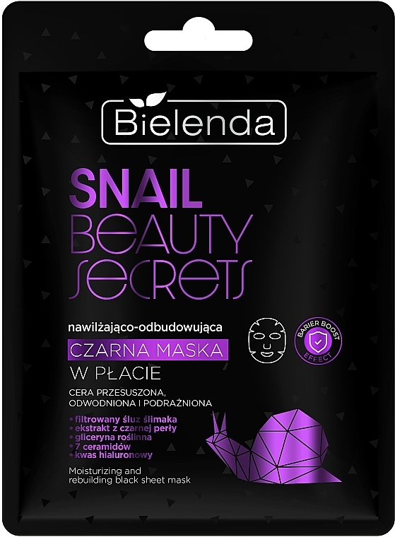 Увлажняющая и восстанавливающая черная тканевая маска - Bielenda Snail Beauty Secrets Black Sheet Mask — фото N1