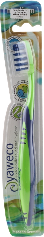 Зубная щетка средней жесткости, зелено-синяя - Yaweco Toothbrush Nylon Medium — фото N1