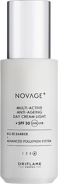 Легкий мультиактивний денний крем для обличчя SPF30 - Oriflame Novage+ Multi-Active Anti-Ageing Day Cream Light — фото N1