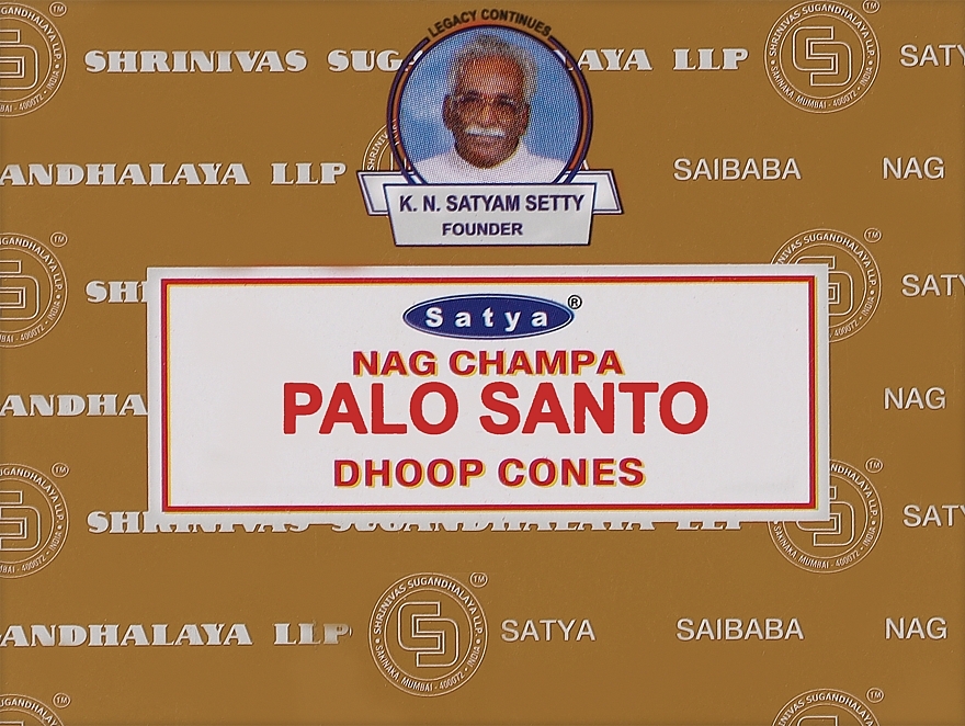 Дымные благовония конусы "Наг Чампа Пало Санто" - Satya Nag Champa Palo Santo Dhoop Cones — фото N1