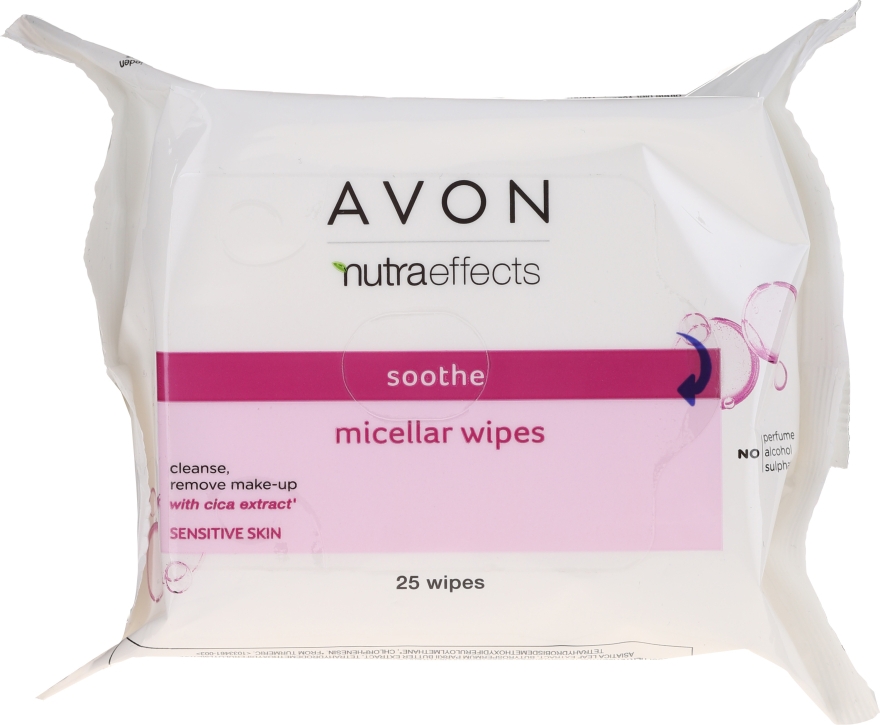 Салфетки очищающие с мицеллярной водой - Avon Nutra Effects Soothe Micellar Wipes  — фото N1