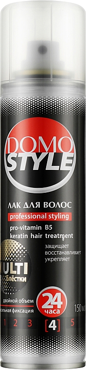 Лак для волос "Золото с серебром", сверхсильная фиксация (4) - Domo Style — фото N1