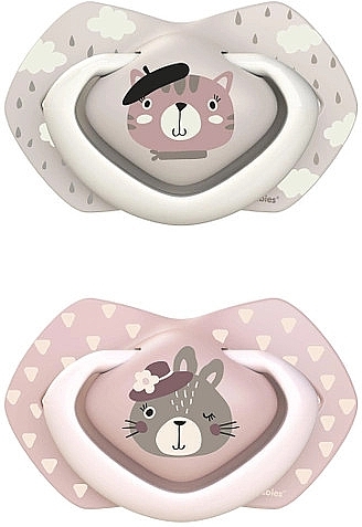 Пустышка силиконовая симметричная "Bonjour Paris" 18+ месяцев, 2 шт., розовая - Canpol Babies — фото N1