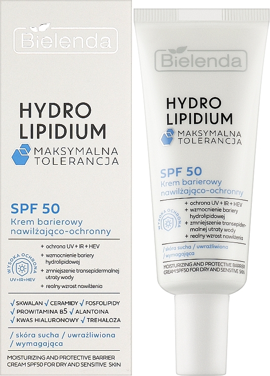 УЦЕНКА Увлажняющий и защитный барьерный крем - Bielenda Hydro Lipidium SPF50 * — фото N2