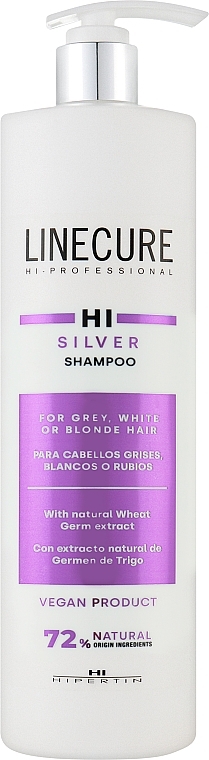 Шампунь для світлого й фарбованого волосся - Hipertin Linecure Vegan Silver Shampoo — фото N1