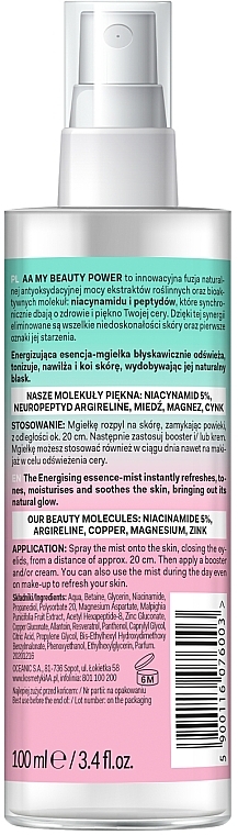 Тонизирующий спрей-эссенция для лица - AA My Beauty Power Niacynamid 2,5% Energizing Essence-Mist — фото N2