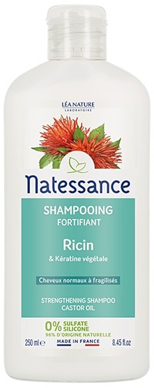 Шампунь для волосся з рициновою олією та рослинним кератином - Natessance — фото N2