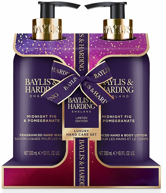 Набор - Baylis & Harding Midnight Fig & Pomegranate Luxury Hand Care Gift Set (h/wash/300ml + h/b/lot/300ml) — фото N1