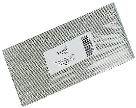 Пилочка для ногтей на полиуретановой основе 150/220, 17.8 см, серая, 50 шт. - Tufi Profi Premium — фото N2