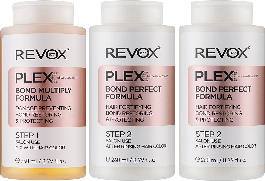 Набір для професійного салонного відновлення волосся - Revox Plex Professional Set (bond/form/3x260ml) — фото N2