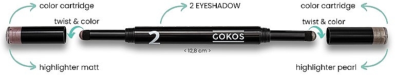 Двойной хайлайтер для век в карандаше - Gokos EyeLighter Black Edition — фото N2