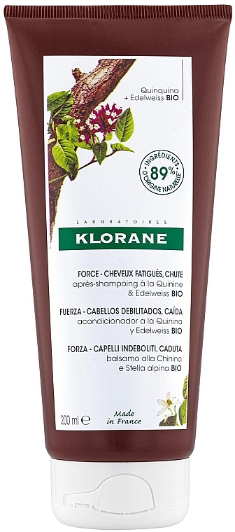 Бальзам-ополаскиватель для ослабленных, тонких волос - Klorane Force Conditioner Quinine & Edelweiss Bio — фото N1