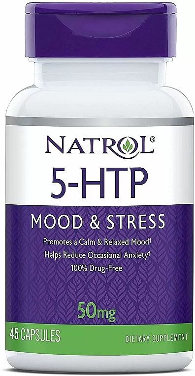 Биодобавка для улучшения настроения, 50 мг - Natrol 5-HTP Mood & Stress — фото N1