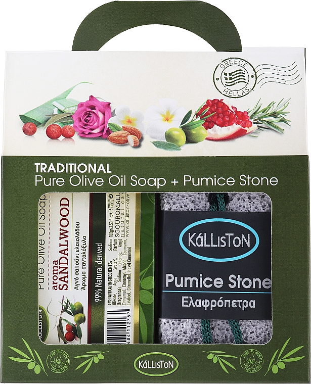 Набір, мило з ароматом сандала - Kalliston Gift Box (soap/100g + stone/1pcs) — фото N1