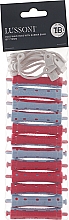 Бігуді для волосся O11x70 мм, червоно-блакитні - Lussoni Cold-Wave Rods With Rubber Band — фото N1