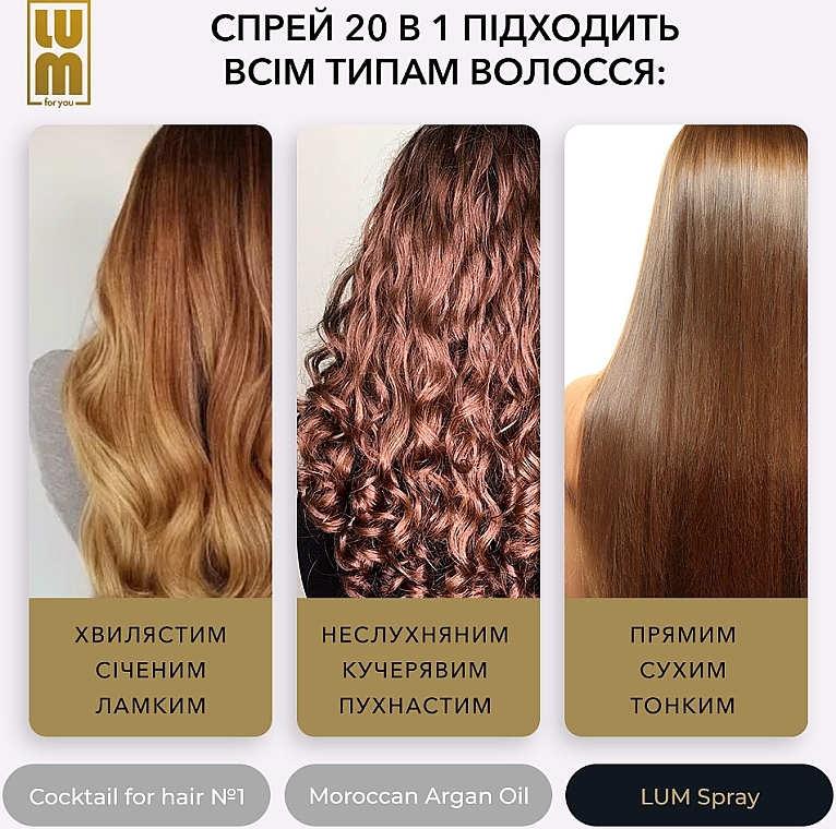 Набір "Повноцінний курс відновлення до 3 місяців" - LUM (oil/50ml + hair/coc/2x50ml + spray/120ml) — фото N17