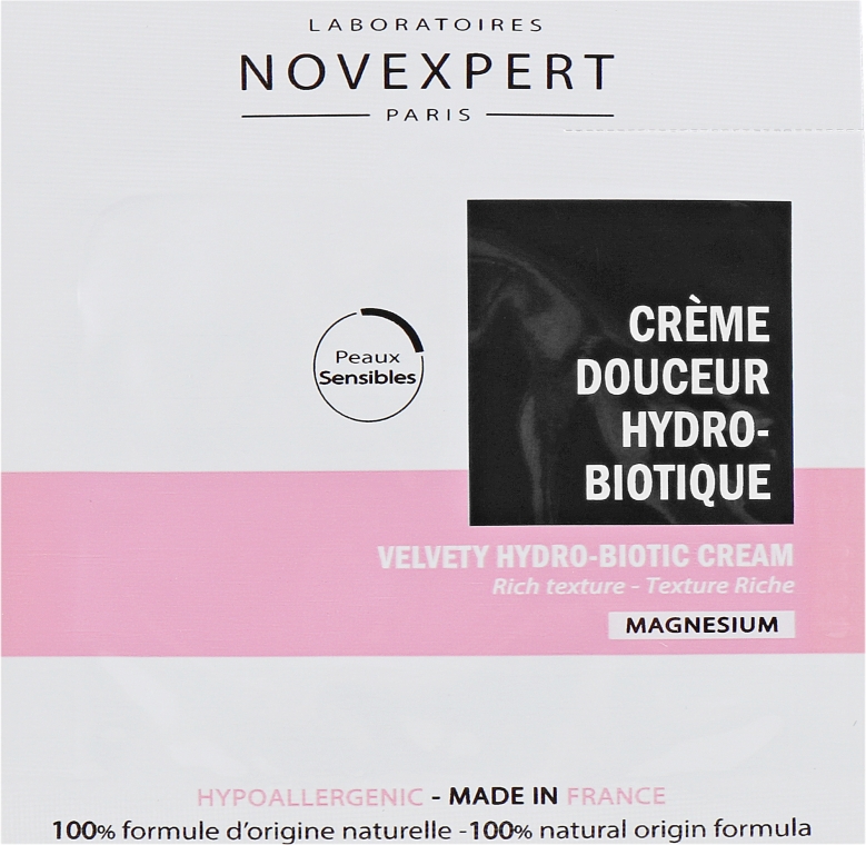 Крем бархатный гидро-биотический для лица - Novexpert Magnesium Velvety Hydrobiotic Cream (пробник)