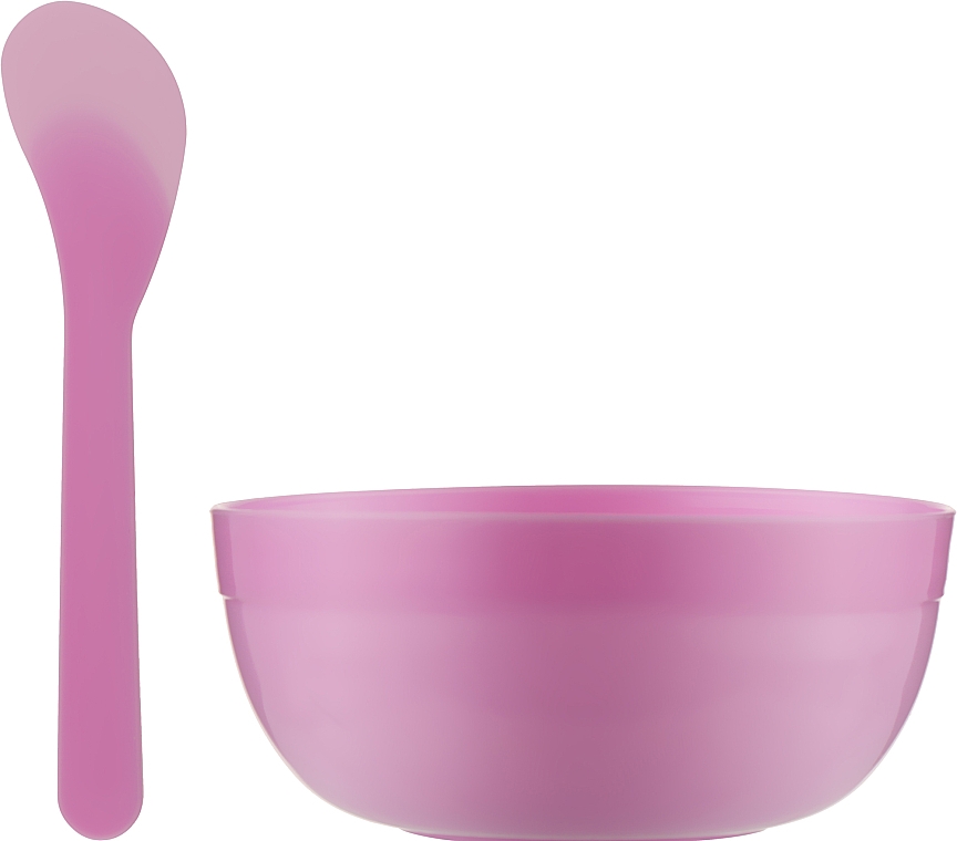 Пластикова миска для косметичних продуктів CS097R, d 8.5, з лопаткою, рожева  - Cosmo Shop — фото N1