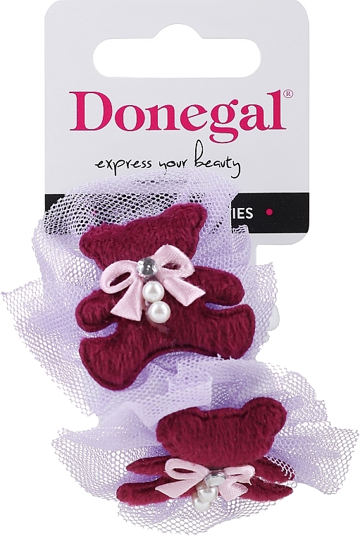 Набор резинок для волос FA-5602, 2 шт., мишки бордовые - Donegal — фото N1
