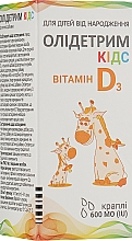 Диетическая добавка "Витамин D3, Кидс", 600 ME в каплях, 10 мл - Олидетрим  — фото N2