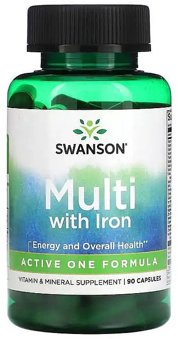 Комплекс витаминов и минералов + железо - Swanson Active One Multi with Iron Capsules — фото N1