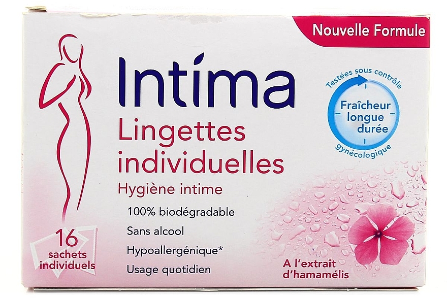 Серветки для інтимної гігієни, в індивідуальному впакуванні, 16 шт. - Intima Long-Lasting Fresh Wipes — фото N1