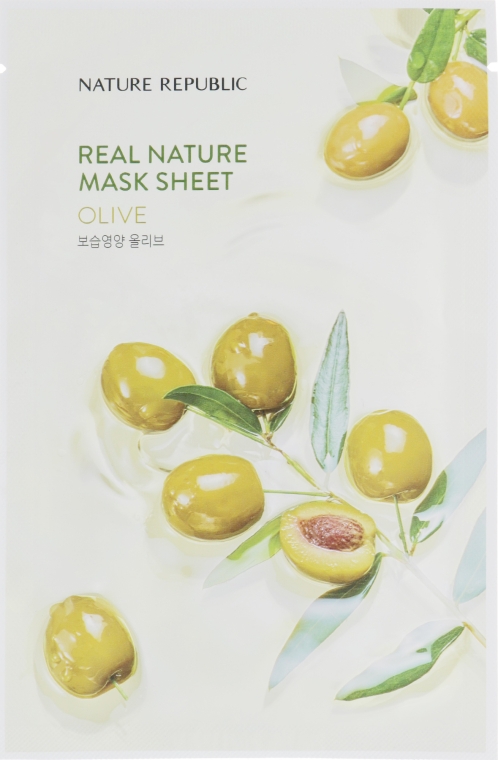 Тканевая маска для лица с экстрактом плодов оливы - Nature Republic Real Nature Mask Sheet Olive — фото N1