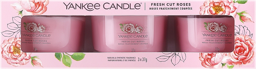 Набір - Yankee Candle Fresh Cut Roses (candle/3x37g) — фото N1