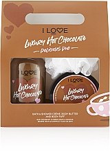 Духи, Парфюмерия, косметика Набор - I Love... Luxury Hot Chocolate (sh/cr/500ml + b/butter/200ml + puff)