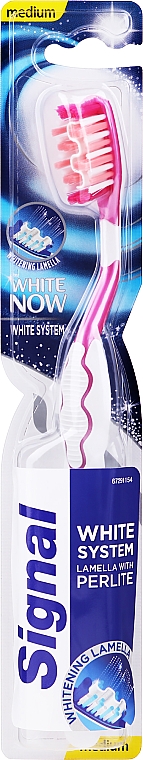 Зубна щітка середньої жорсткості, рожева - Signal White System Medium — фото N1