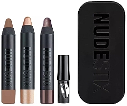 Набор - Nudestix Bright Nude Eyes Mini Kit (eye/pencil/3x2.5g) — фото N1