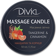 Свічка масажна для рук і тіла "Мандарин та кориця", Di1570 (30 мл) - Divia Massage Candle Hand & Body Tangerine & Cinnamon Di1570 (30 ml) — фото N1