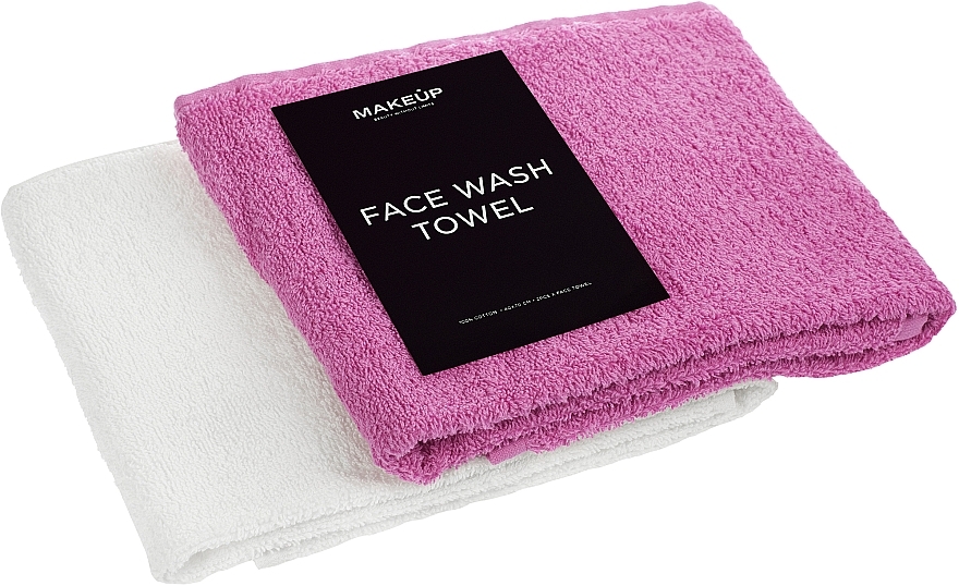 Набір рушників для обличчя, біле та марсала "Twins" - MAKEUP Face Towel Set Marsala + White — фото N2