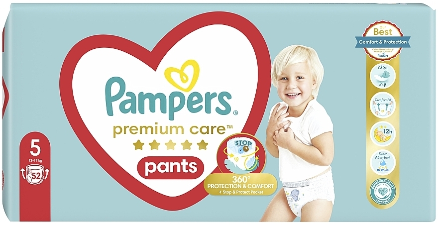 Підгузки-трусики Premium Care Pants 5 (12-17 кг), 52 шт. - Pampers — фото N2