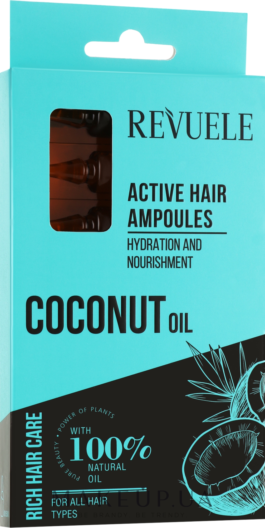 Активні ампули для волосся з кокосовим маслом - Revuele Coconut Oil Active Hair Ampoules — фото 8x5ml