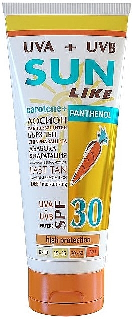 Сонцезахисний лосьйон для тіла з пантенолом SPF 30 - Sun Like Sunscreen Lotion Panthenol — фото N1