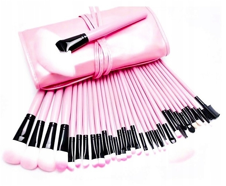 Набір з 24 пензлів для макіяжу в рожевому футлярі - Beauty Design — фото N1