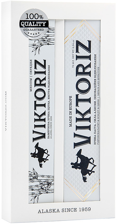 Набір "Екстравідбілювання" - Viktoriz Alaska Gift Set (toothpaste/100ml + toothbrush/1pcs)
