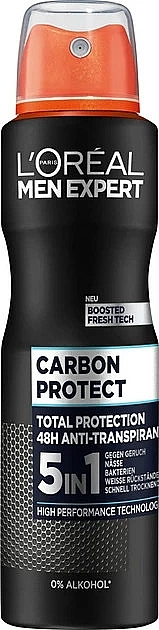 Дезодорант-антиперспірант "Карбоновий захист 5в1" для чоловіків - L'Oreal Paris Men Expert Carbon Protect 5in1 — фото N1