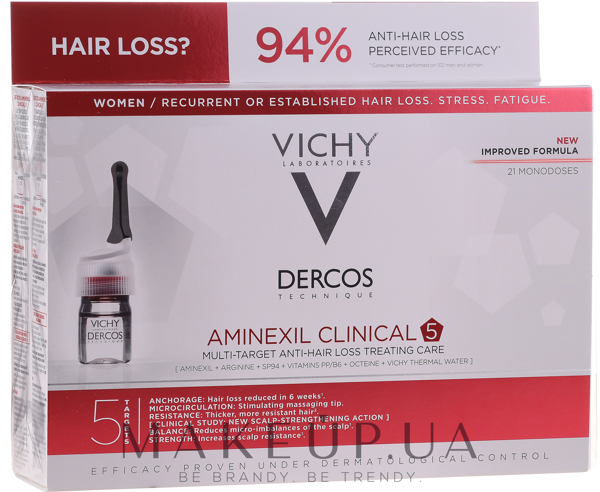 Засіб проти випадіння волосся комплексної дії для жінок - Vichy Dercos Aminexil Clinical 5 — фото 21x6ml