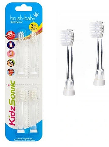 Насадки до електричної зубної щітки "KidzSonic", 3+ - Brush-Baby Replacement Brush Heads — фото N1