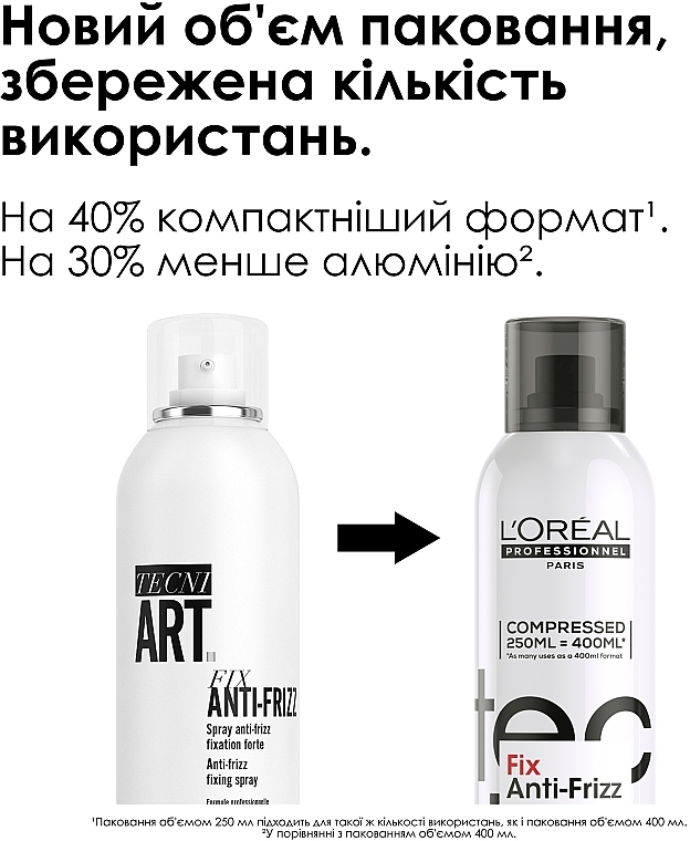 Лак для волос сильной фиксации с антистатическим эффектом - L'Oreal Professionnel Tecni.Art Fix Anti-Frizz Force 4 — фото N3