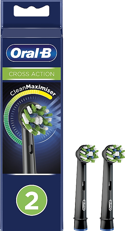 Сменная насадка для электрической зубной щетки, 2 шт. - Oral-B Cross Action Black Power Toothbrush Refill Heads — фото N1