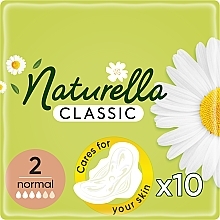 Гигиенические прокладки с крылышками, 10шт - Naturella Classic Camomile Normal, Derma-Cream — фото N1