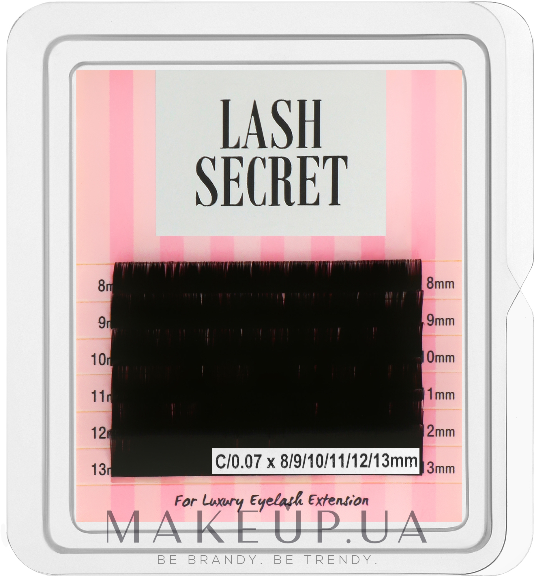 Накладні вії, чорні, мікс, 6 ліній (0.07, C, (8-13)) - Lash Secret — фото 1уп