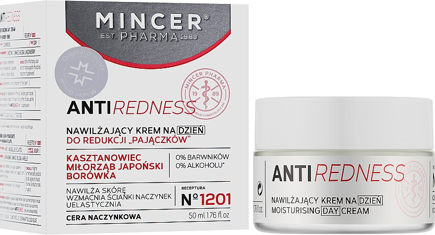 Зволожувальний денний крем для зменшення павутинних вен - Mincer Anti Redness 1201 — фото N2