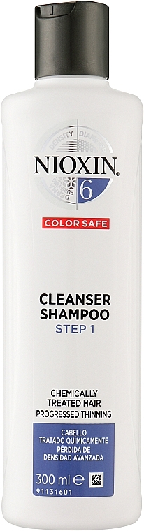 Шампунь очищающий против выпадения волос с технологией защиты цвета - Nioxin Thinning Hair System 6 Cleanser Shampoo — фото N1