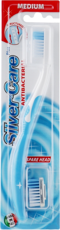 Зубная щетка "Silver Care Plus" средняя, голубая - Silver Care — фото N1